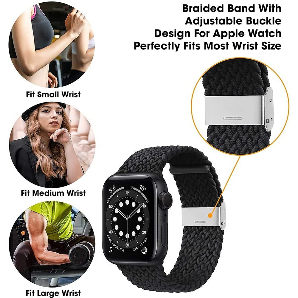Sounce Compatible With Watch Bands 38Mm 40Mm 41Mm, Watch Bands For Women Men, Adjustable Braided Solo Loop With Buckle Elastic Sport Bands For Watch Se Series 7/6/5/4/3/2/1