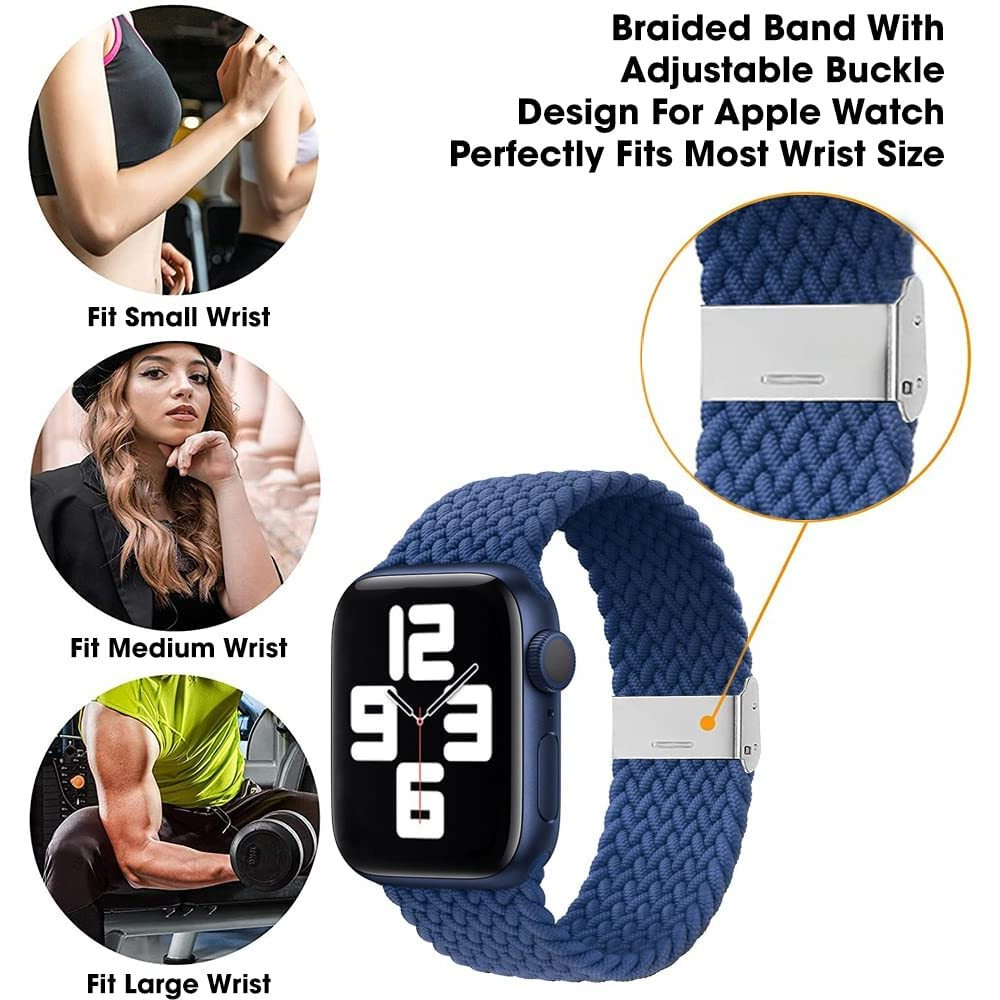 Sounce Compatible With Watch Bands 38Mm 40Mm 41Mm, Watch Bands For Women Men, Adjustable Braided Solo Loop With Buckle Elastic Sport Bands For Watch Se Series 7/6/5/4/3/2/1