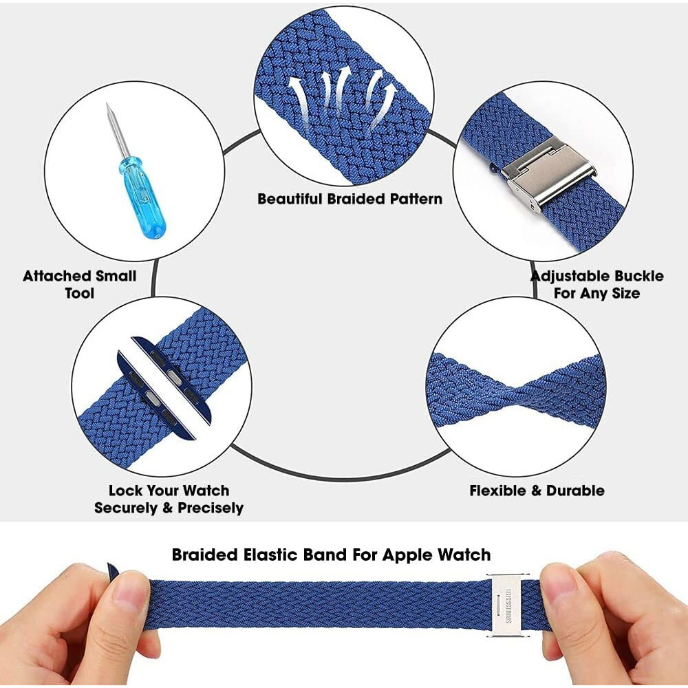 Sounce Compatible With Watch Bands 38Mm 40Mm 41Mm, Watch Bands For Women Men, Adjustable Braided Solo Loop With Buckle Elastic Sport Bands For Watch Se Series 7/6/5/4/3/2/1