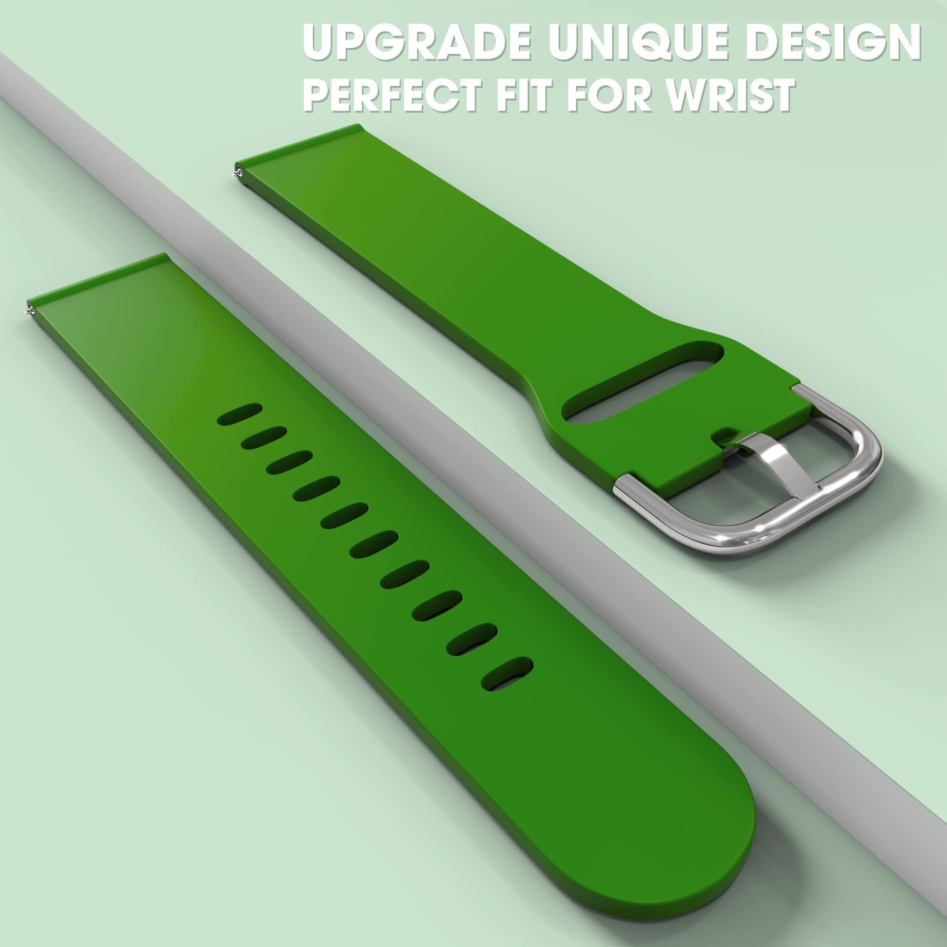 Sounce Silicone 19Mm Replacement Band Strap With Metal Buckle Compatible With Boat Xtend Talk, Fireboltt Ninja 3, Fireboltt Ninja 2, Firebollt Rage, Noise Colorfit Pro 2, Noise Colorfit Pulse, Boat Storm Smart Watch & All Watches (Green)