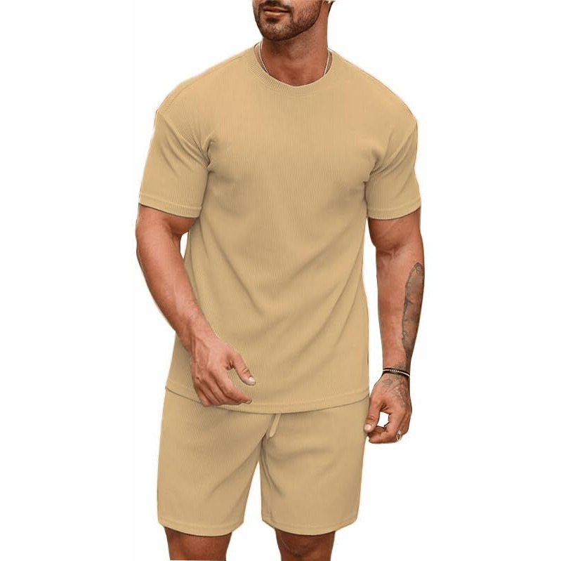 Shienzy Men's Casual Solid Printed Night Suit Co-Ord Set || T-Shirt And Shorts Nightwear Set || Sleepwear/Loungewear For Regular Wear (1524Shz_Crm_S)