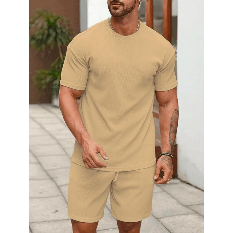 Shienzy Men's Casual Solid Printed Night Suit Co-Ord Set || T-Shirt And Shorts Nightwear Set || Sleepwear/Loungewear For Regular Wear (1524Shz_Crm_S)