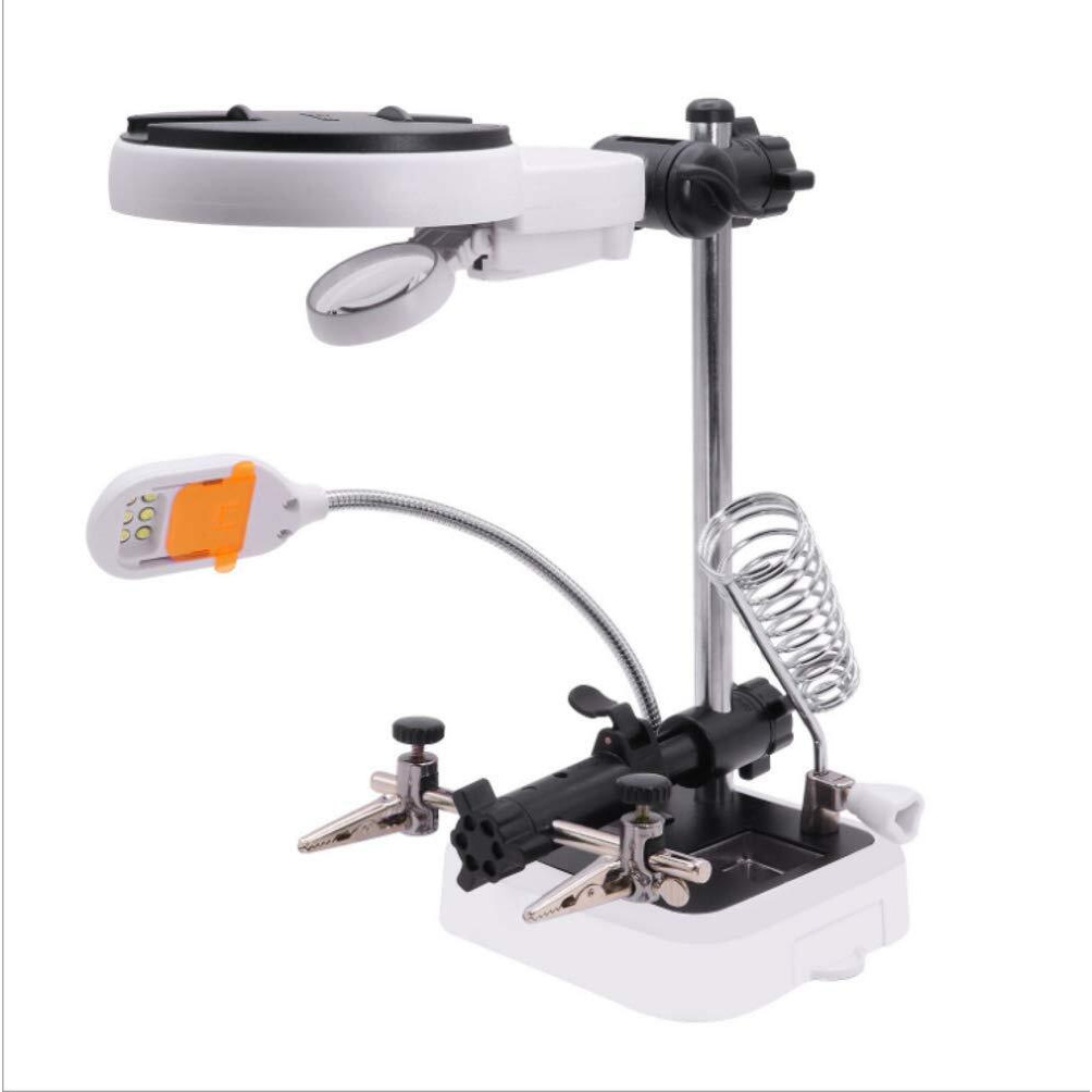Catchex Auxiliary Clip Loupe Magnifier - Pcb Soldering Magnifying Glass With Dual Mode 6 Led Lamp