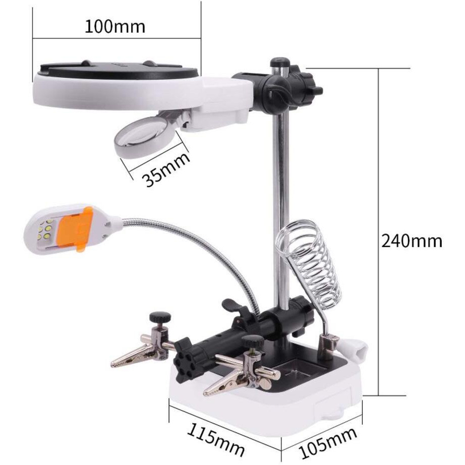 Catchex Auxiliary Clip Loupe Magnifier - Pcb Soldering Magnifying Glass With Dual Mode 6 Led Lamp