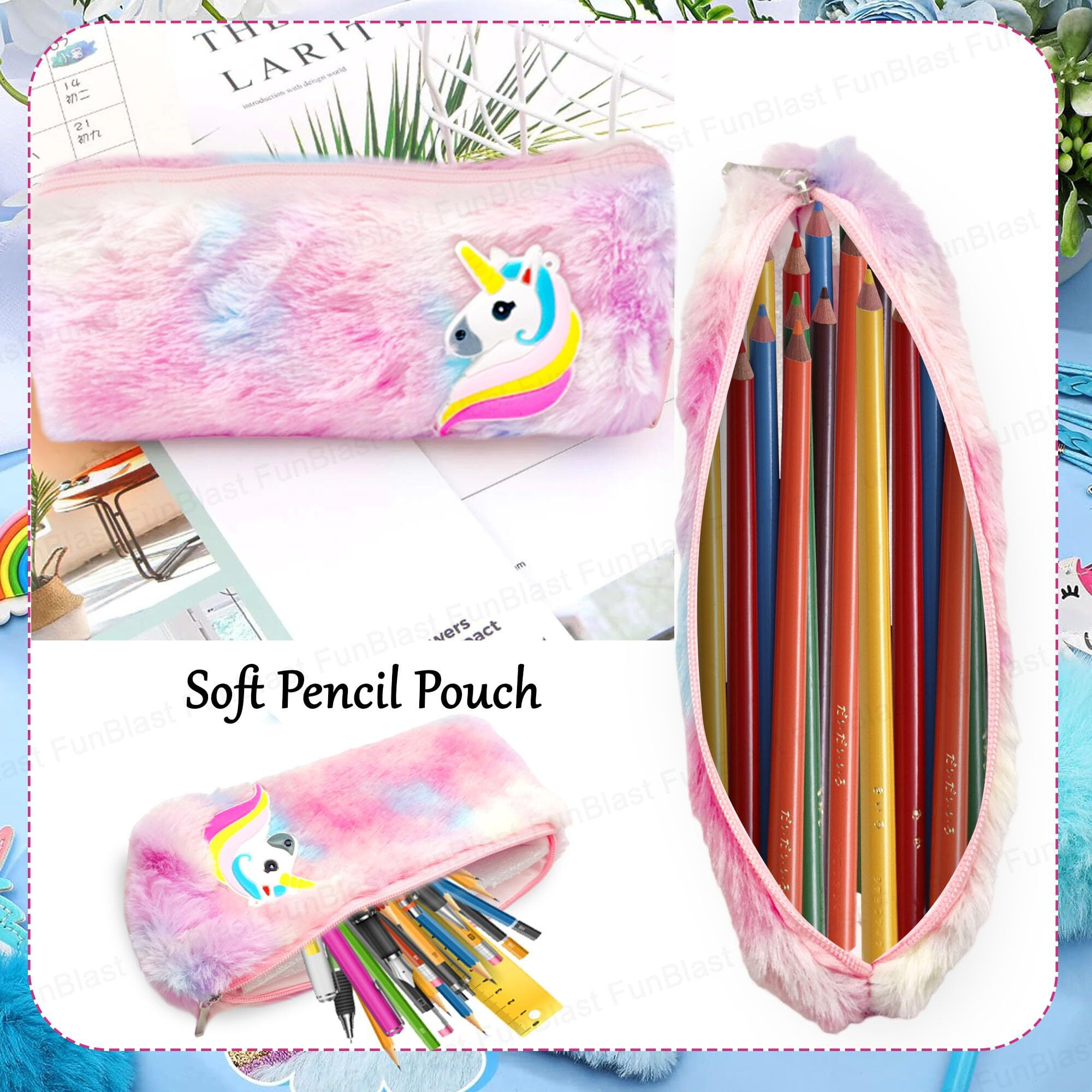 Funblast Unicorn Gifts For Girls - 3 In 1 Unicorn Stationary For Girls, Unicorn Diary, Pen And Pencil Pouch For Girls, Kawaii Stationary Gifts For Girls, Birthday Gift For Girls (Multicolor)