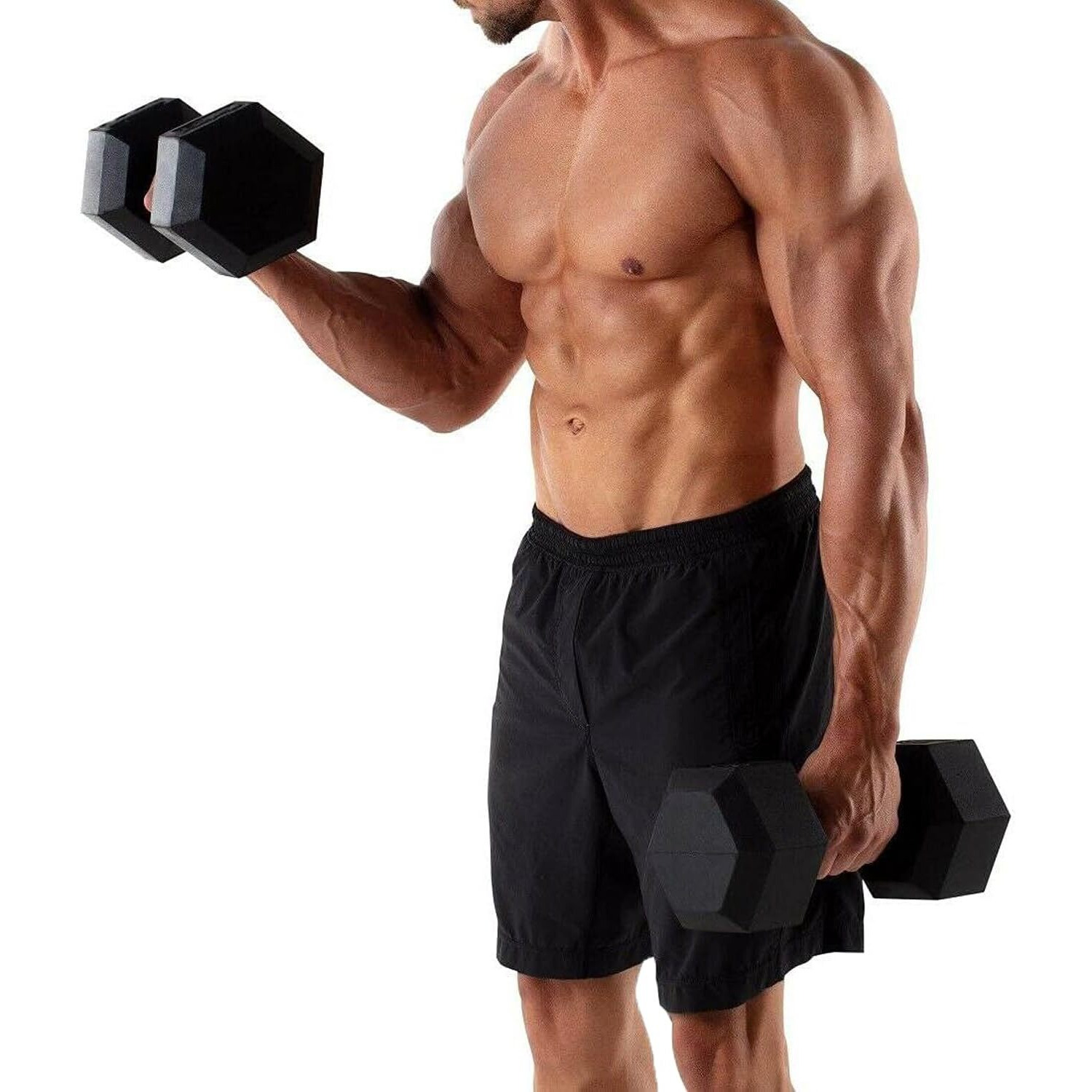 Technix Hexa Rubber Dumbbells Set For Men & Women Professional Exercise Dumbbells (40Kg)