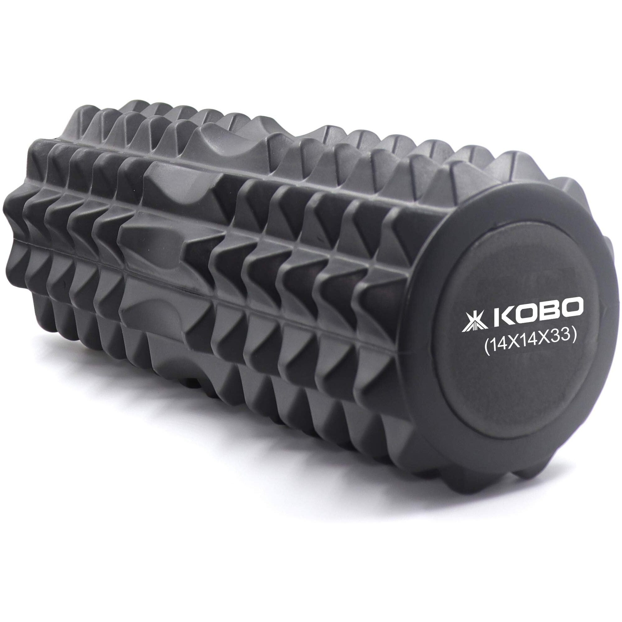 Kobo Ac-94 High-Density 13 Inch Long Deep Tissue Roller/Textured Round Foam Rollers - For Back, Physical Therapy, Exercises, Deep Tissue Muscle Massage, 13 Inches (Black), With Travel Carry Bag