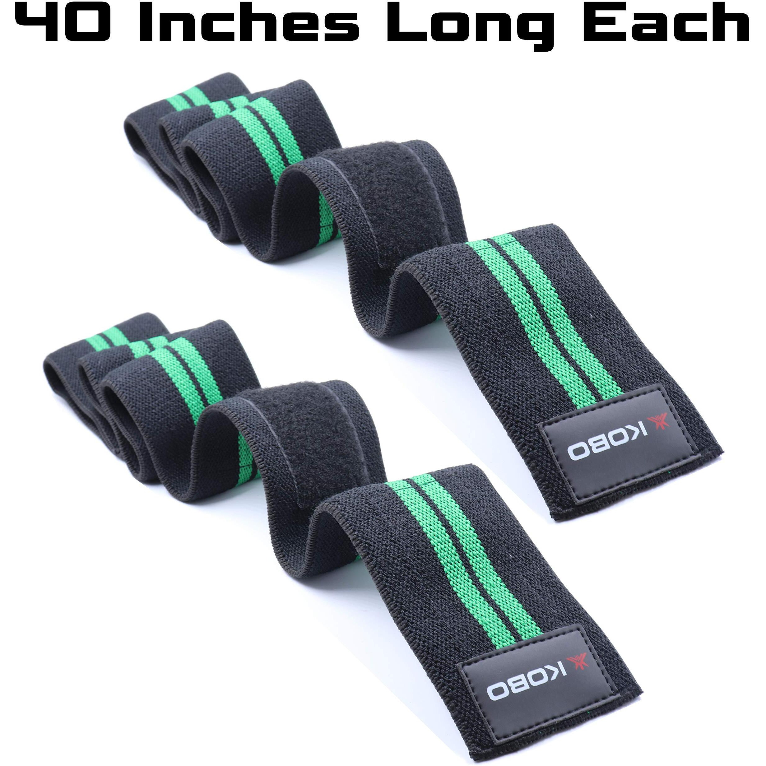 Kobo Wta-44-Black-Green Elbow Wrap Wta-44 Weight Lifting Elbow Wraps Heavy Duty Elastic Compression Support, Free Size (Black/Green)