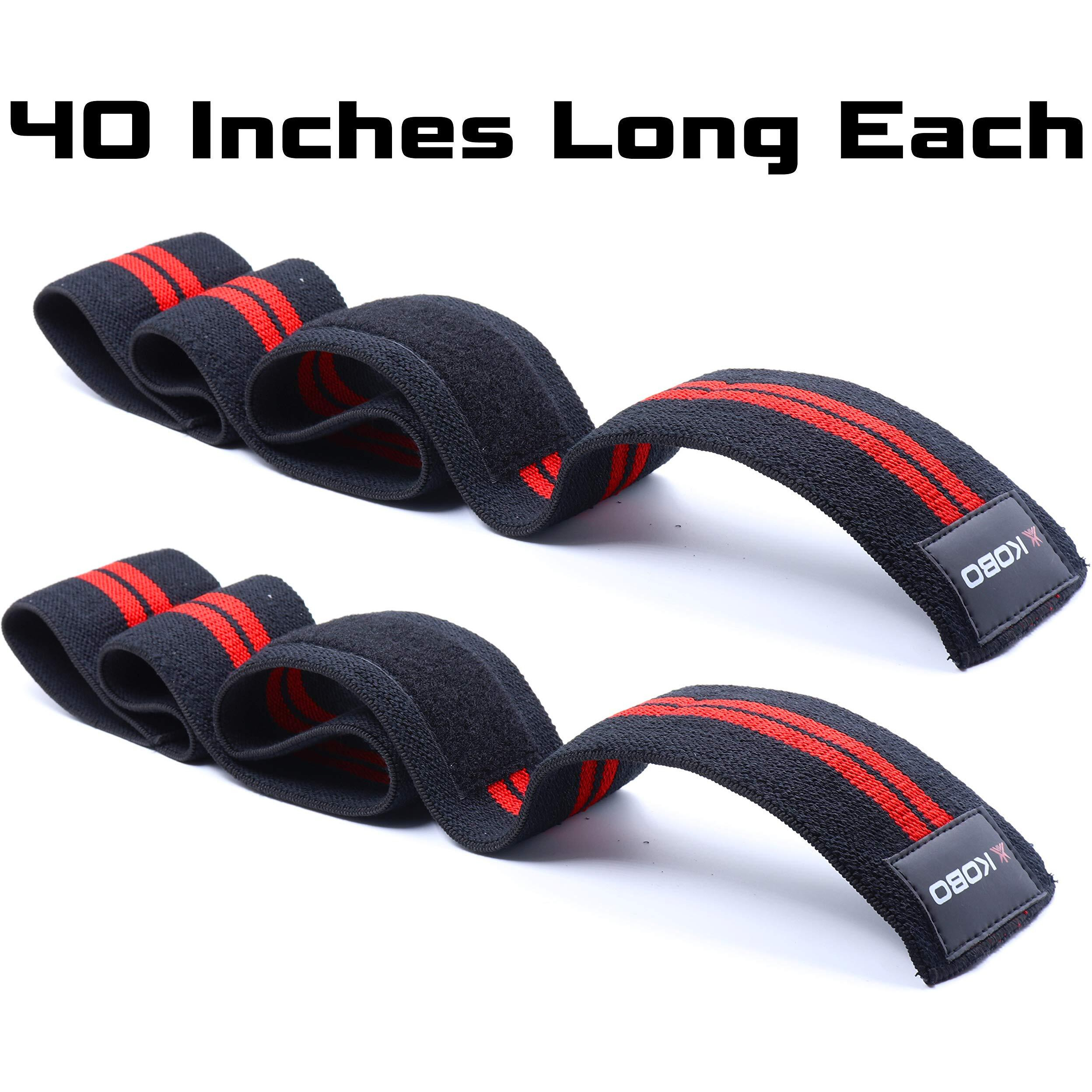 Kobo Wta-44-Black-Red Elbow Wrap Wta-44 Weight Lifting Elbow Wraps Heavy Duty Elastic Compression Support, Free Size (Black/Red)