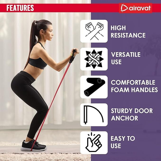 Airavat 4503 Natural Latex Level-2 Exercise Tube (Red)