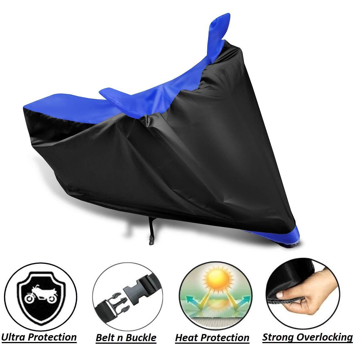 Euro Care Scooty Cover Compatible With Fascino With Mirror Pocket,Dustproof, Windproof, Belt Buckle, Fascino Scooty Cover- Black-Blue - 1 Unit