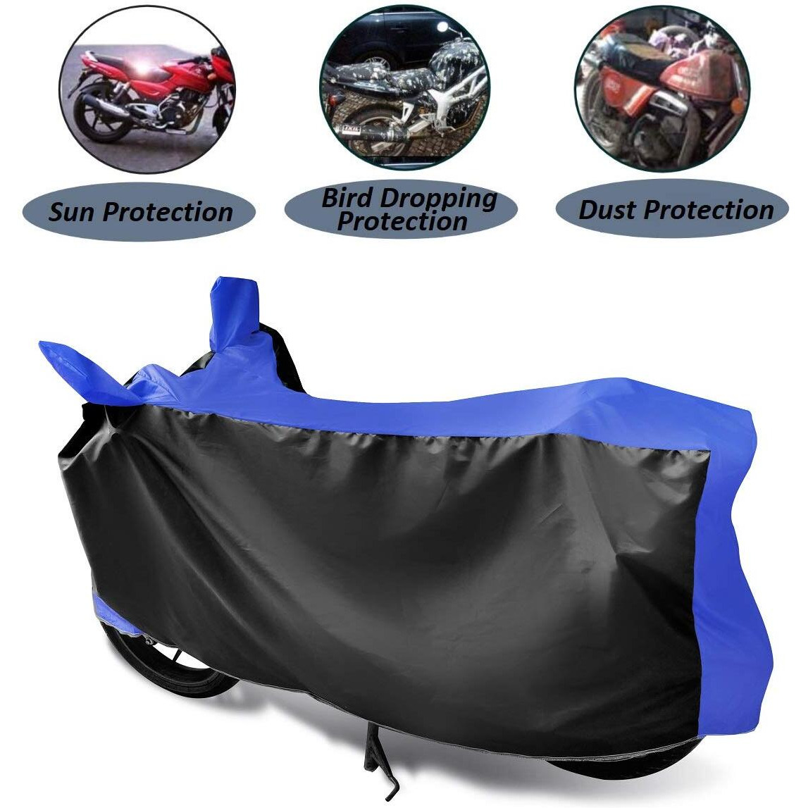 Euro Care Scooty Cover Compatible With Fascino With Mirror Pocket,Dustproof, Windproof, Belt Buckle, Fascino Scooty Cover- Black-Blue - 1 Unit