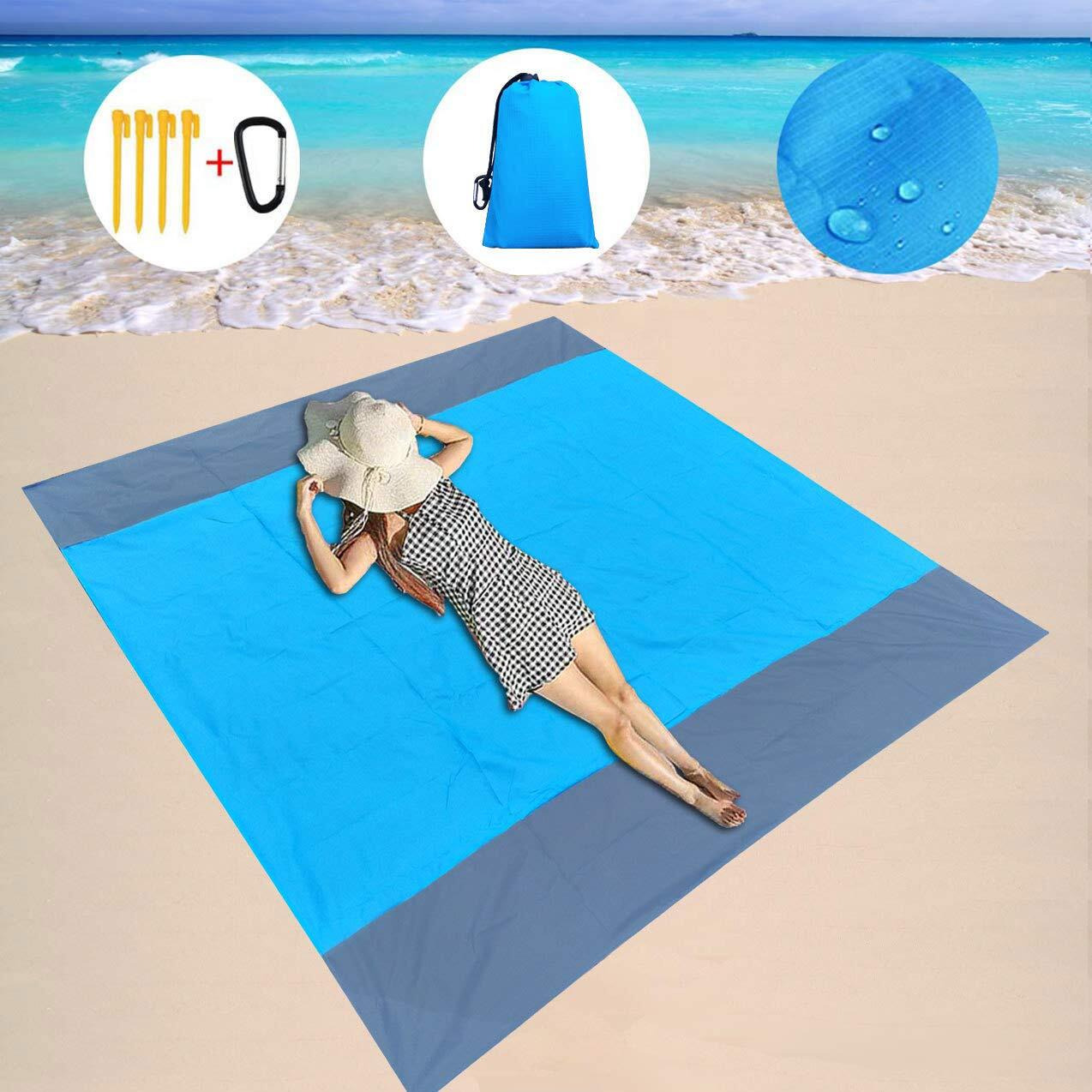 Beach Blanket Picnic Blankets Waterproof Sandproof For 4-7 Adults Oversized Lightweight Beach Mat 79''83'' For Camping, Hiking,Travel