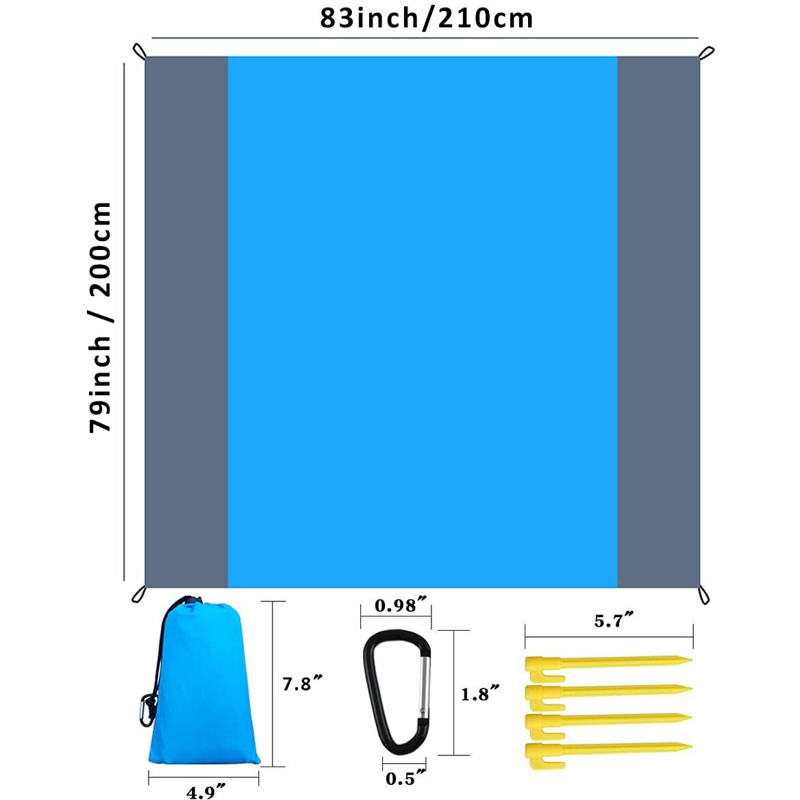 Beach Blanket Picnic Blankets Waterproof Sandproof For 4-7 Adults Oversized Lightweight Beach Mat 79''83'' For Camping, Hiking,Travel