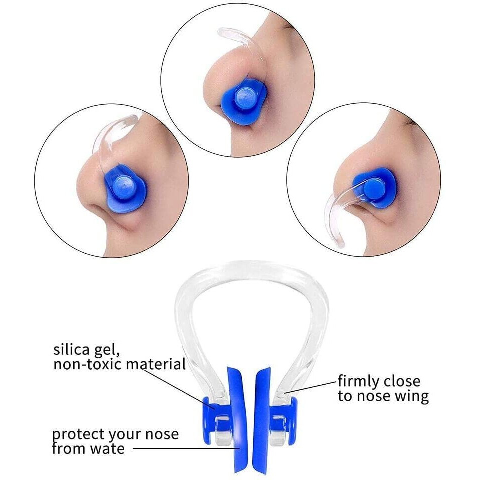 Digital Shoppy Silicone Swimming Nose Clip With Ear Plugs Set For Swimming Or Other Watersports (Black)