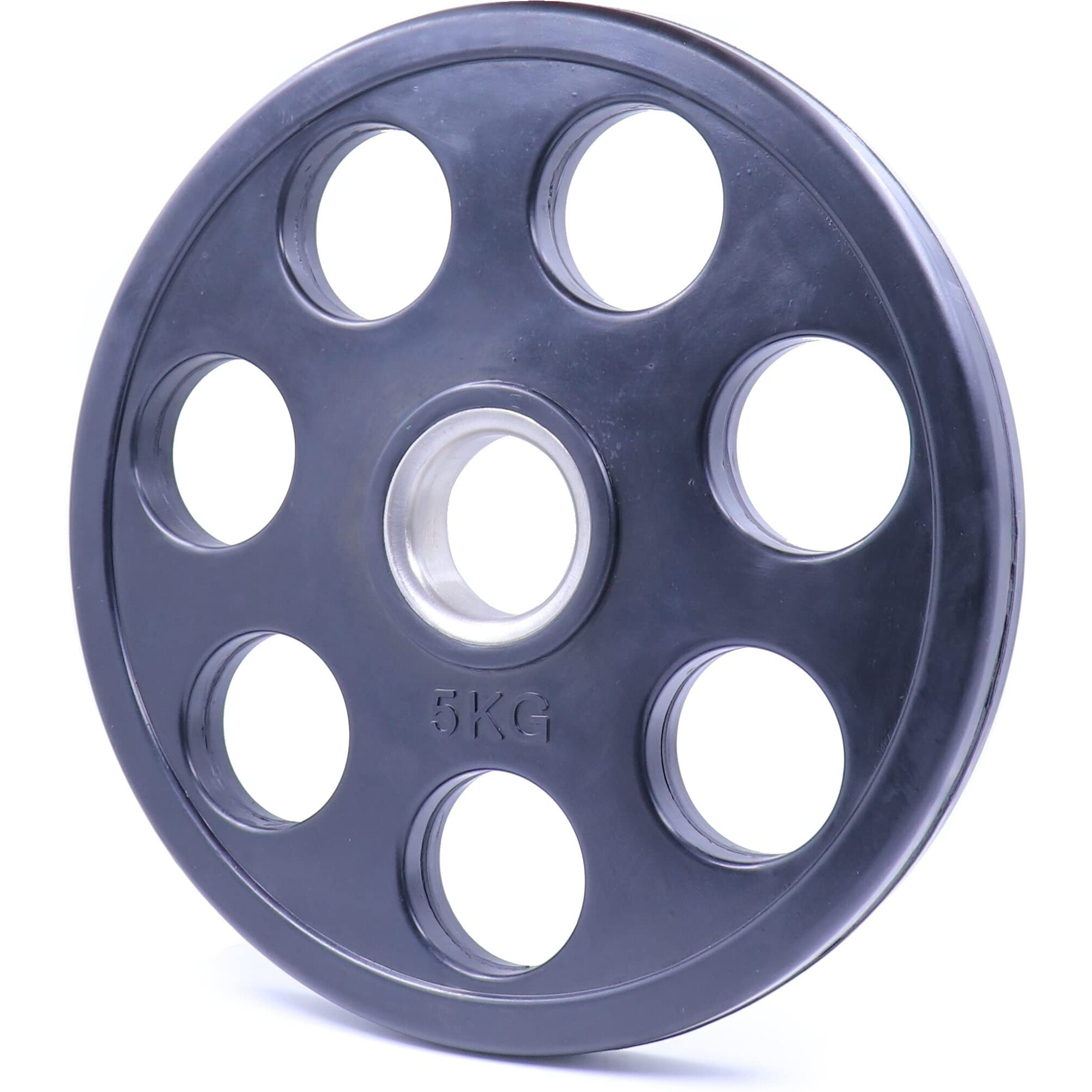 Kobo 7 Holes - Rubber Coated Olympic Cast Iron Weight Plate (51Mm/2") - Commercial Grade 5 Kg X 2  10 Kg (Imported)