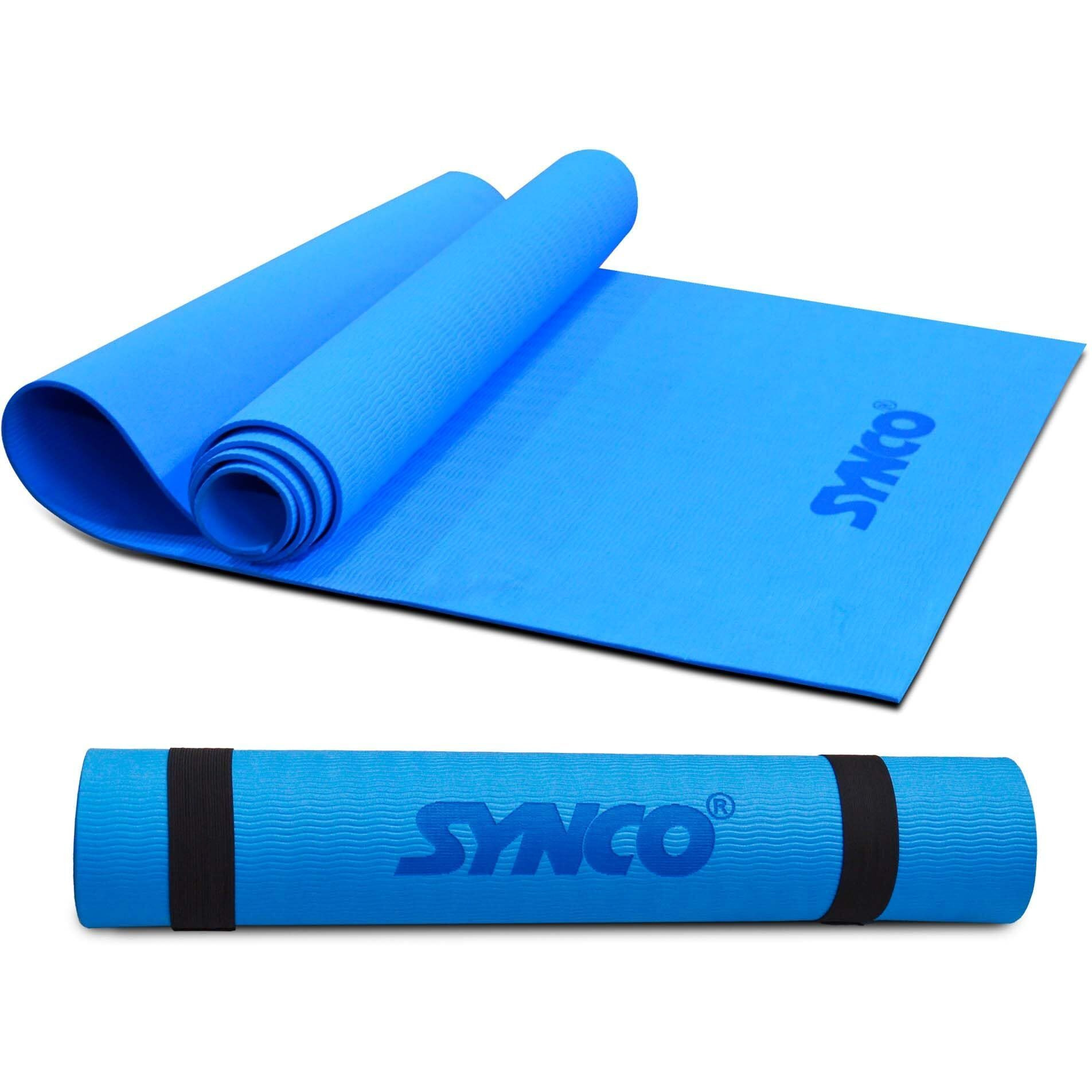 Synco Yoga Mat 4Mm | Carry On Strap For Gym Workout And Yoga Exercise | Lightweight Anti-Slip Yoga Mat For Men & Women | Eva And Rubber Cushioning | Ideal For Yoga And Fitness Workout
