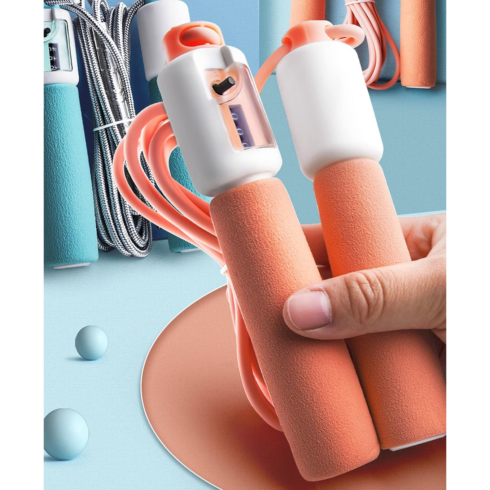 Wolpin Polyvinyl Chlorine Skipping Rope For Men & Women Weight Loss With Counter, 2.8M Adjustable Tangle Free Jump Rope, Fitness Exercise, Sports Workout Trainer Rope Children/Kids/Girls