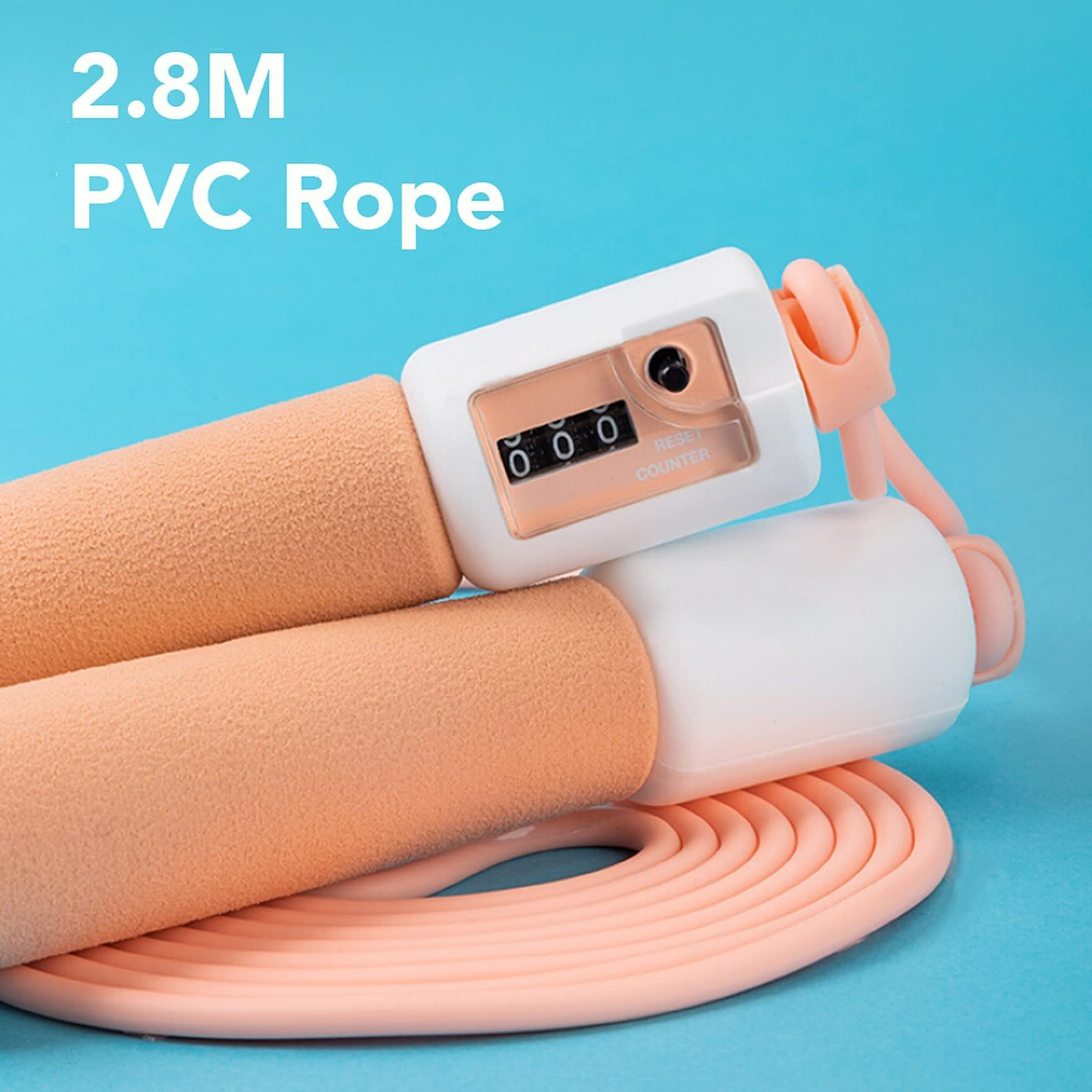 Wolpin Polyvinyl Chlorine Skipping Rope For Men & Women Weight Loss With Counter, 2.8M Adjustable Tangle Free Jump Rope, Fitness Exercise, Sports Workout Trainer Rope Children/Kids/Girls