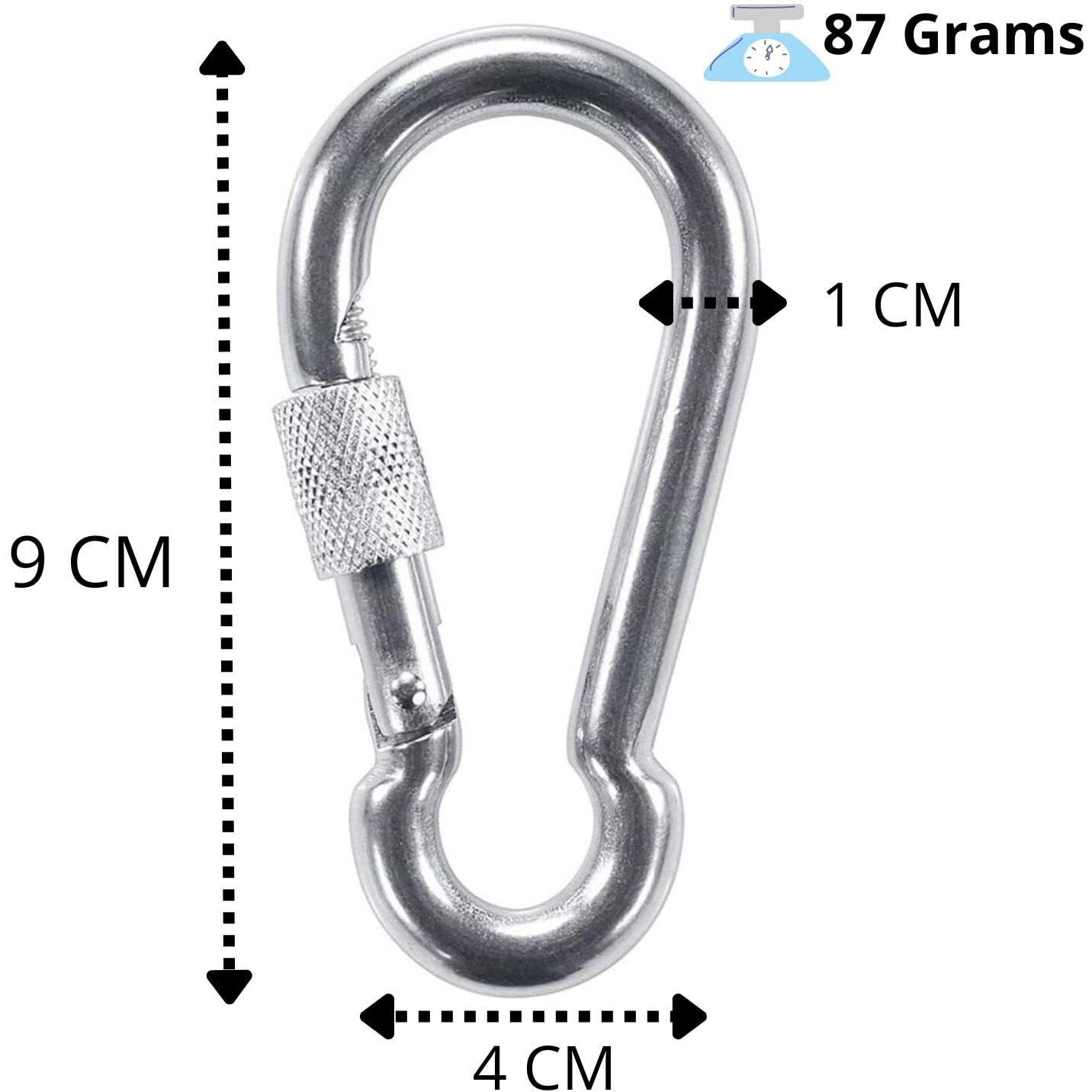 3Keys Heavy Duty Carabiner Clips Rust-Proof Chrome Secure Locking Snap Hook Safety Chain Tool For Backpacks Dog Collars