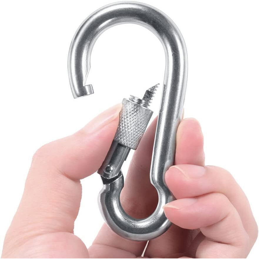 3Keys Heavy Duty Carabiner Clips Rust-Proof Chrome Secure Locking Snap Hook Safety Chain Tool For Backpacks Dog Collars