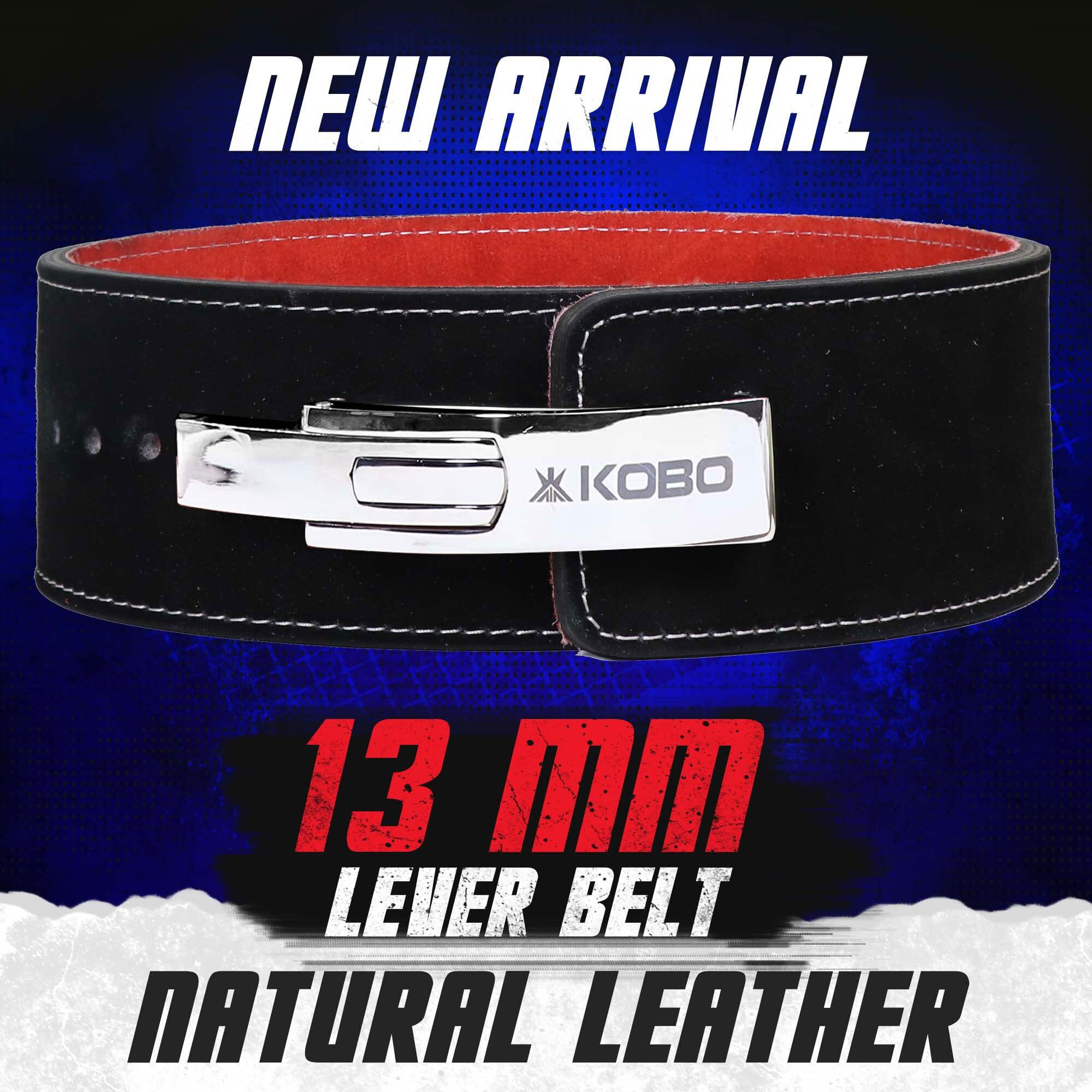 Kobo 13Mm Lever Belt Weight Lifting Gym Fitness, Natural Genuine Leather, 4 Wide Back Support, 9 Adjustable Holes, Powerlifting Bodybuilding Deadlift Squat Workout Strength Training, Men Women (S)