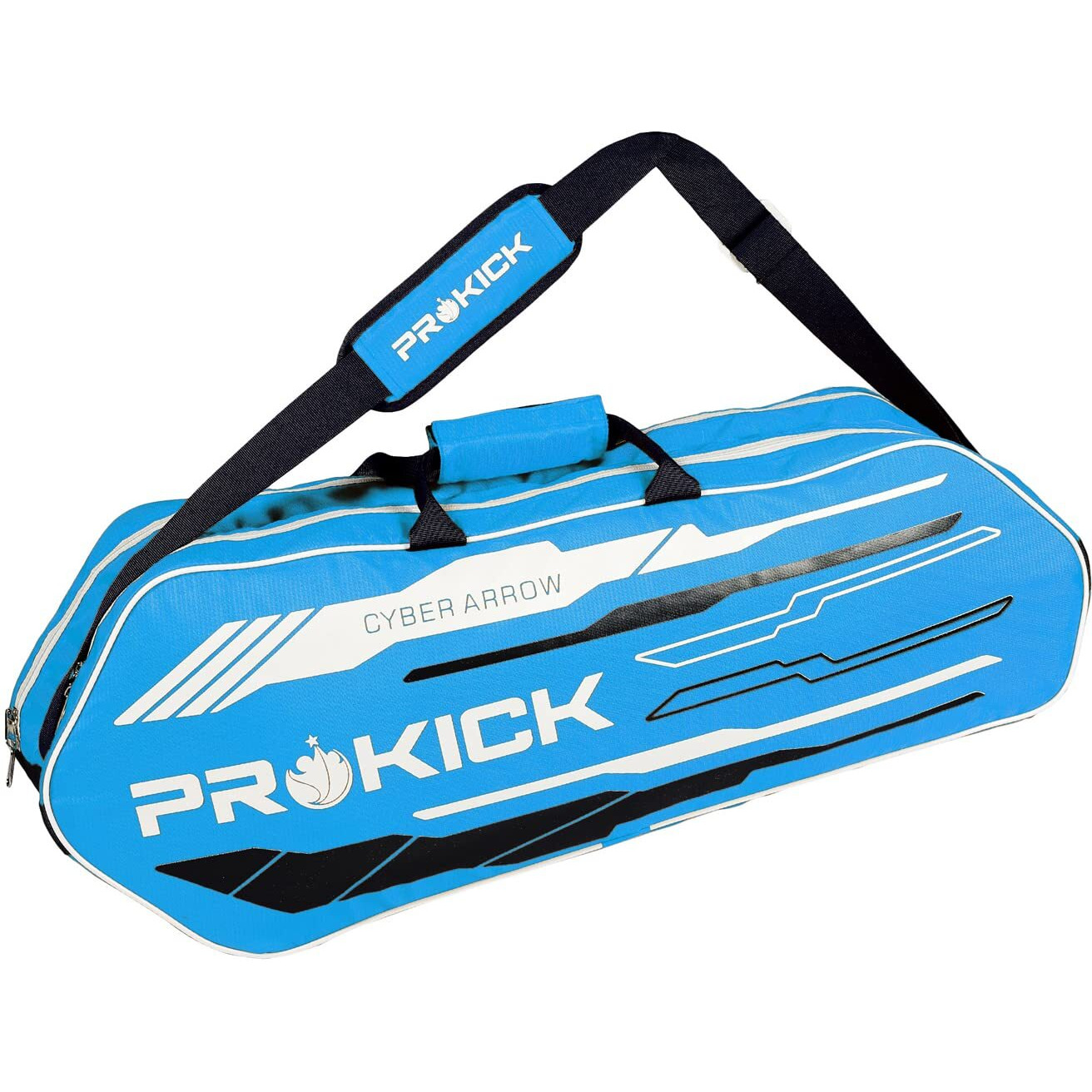 Prokick Cyber Arrow Badminton Kitbag With Double Zipper Compartments, Indigo