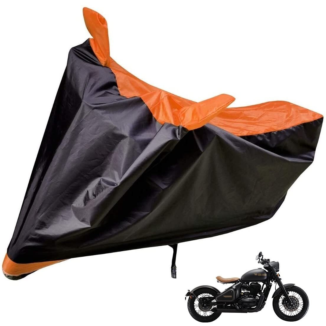 Auto Hub Water Resistant Bike Body Cover For Jawa Perak - Black/Orange