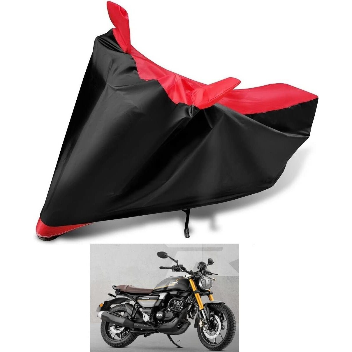 Auto Hub Water Resistant Bike Body Cover For Tvs Ronin - Black/Red