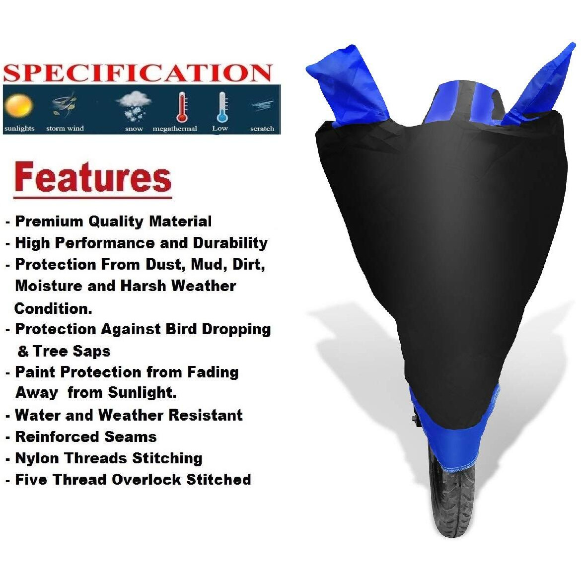 Auto Hub Water Resistant Bike Body Cover For Ather 450X - Black/Blue
