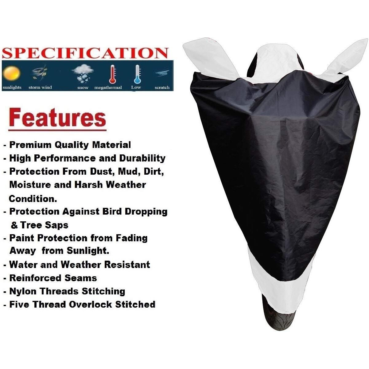 Auto Hub Water Resistant Bike Body Cover For Ather 450X - Black/Silver
