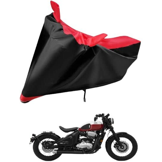Auto Hub Water Resistant Bike Body Cover For Jawa 42 Bobber - Black/Red