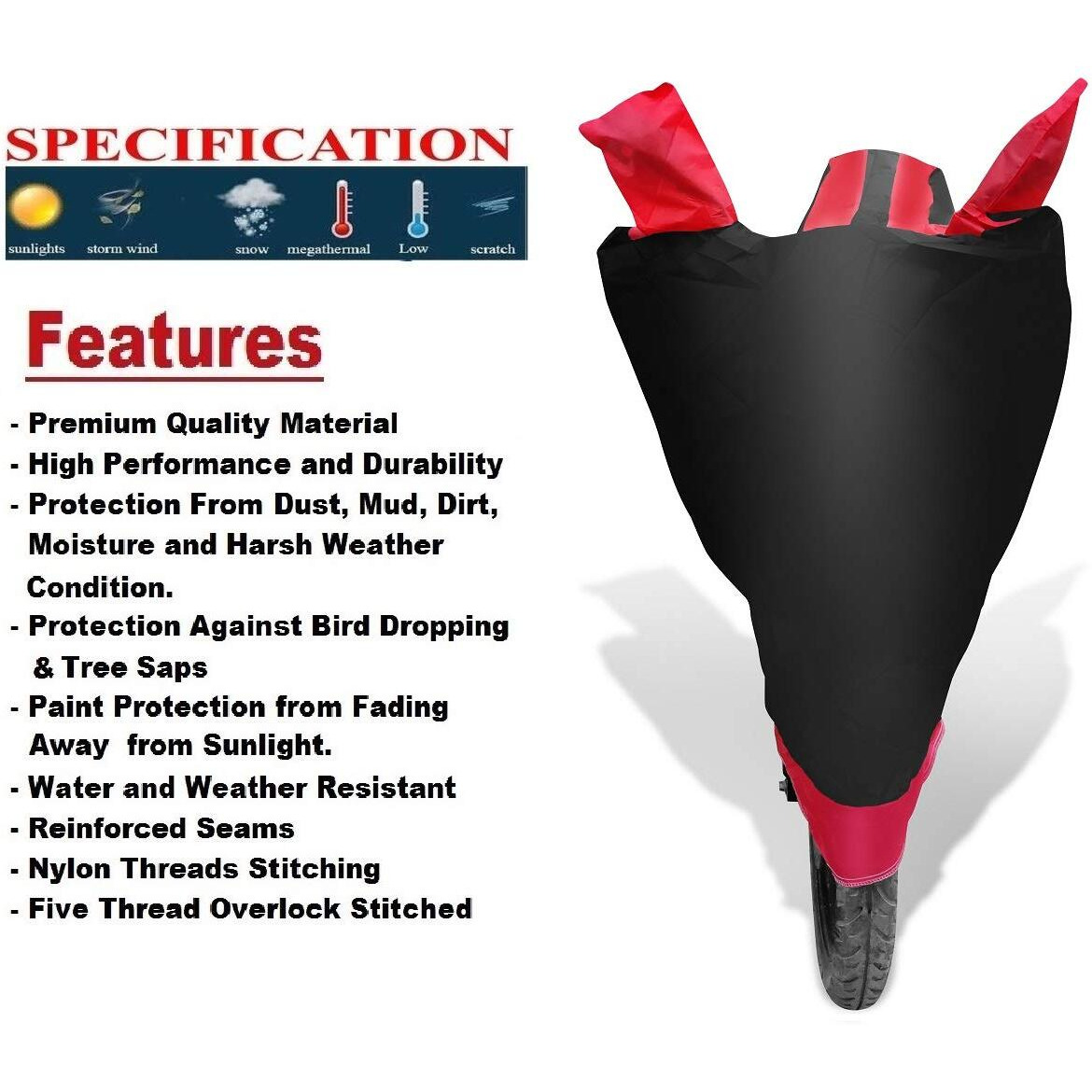 Auto Hub Water Resistant Bike Body Cover For Ather 450X - Black/Red