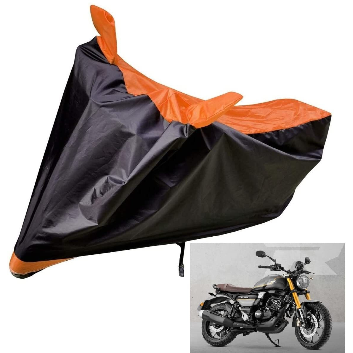 Auto Hub Water Resistant Bike Body Cover For Tvs Ronin - Black/Orange