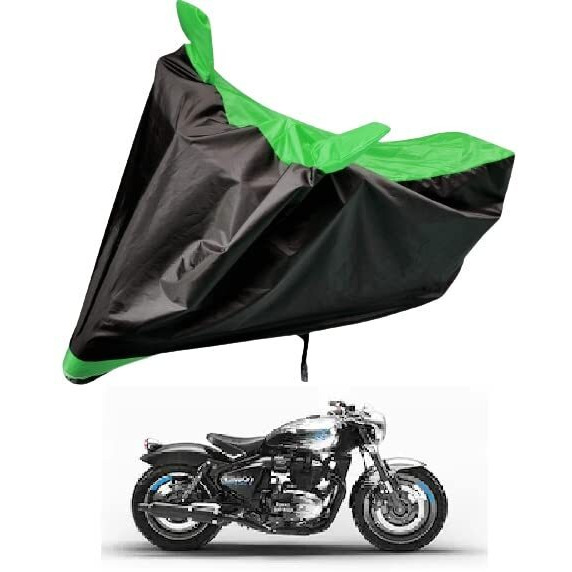 Auto Hub Bike Cover Compatible With Re Shotgun 650 With Mirror Pocket,Dustproof, Windproof, Belt Buckle, Super Shotgun 650 Bike Cover- Black-Green - 1 Unit