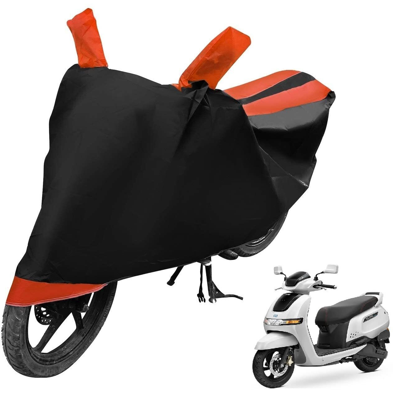 Auto Hub Water Resistant Bike Body Cover For Tvs Iqube - Black/Orange