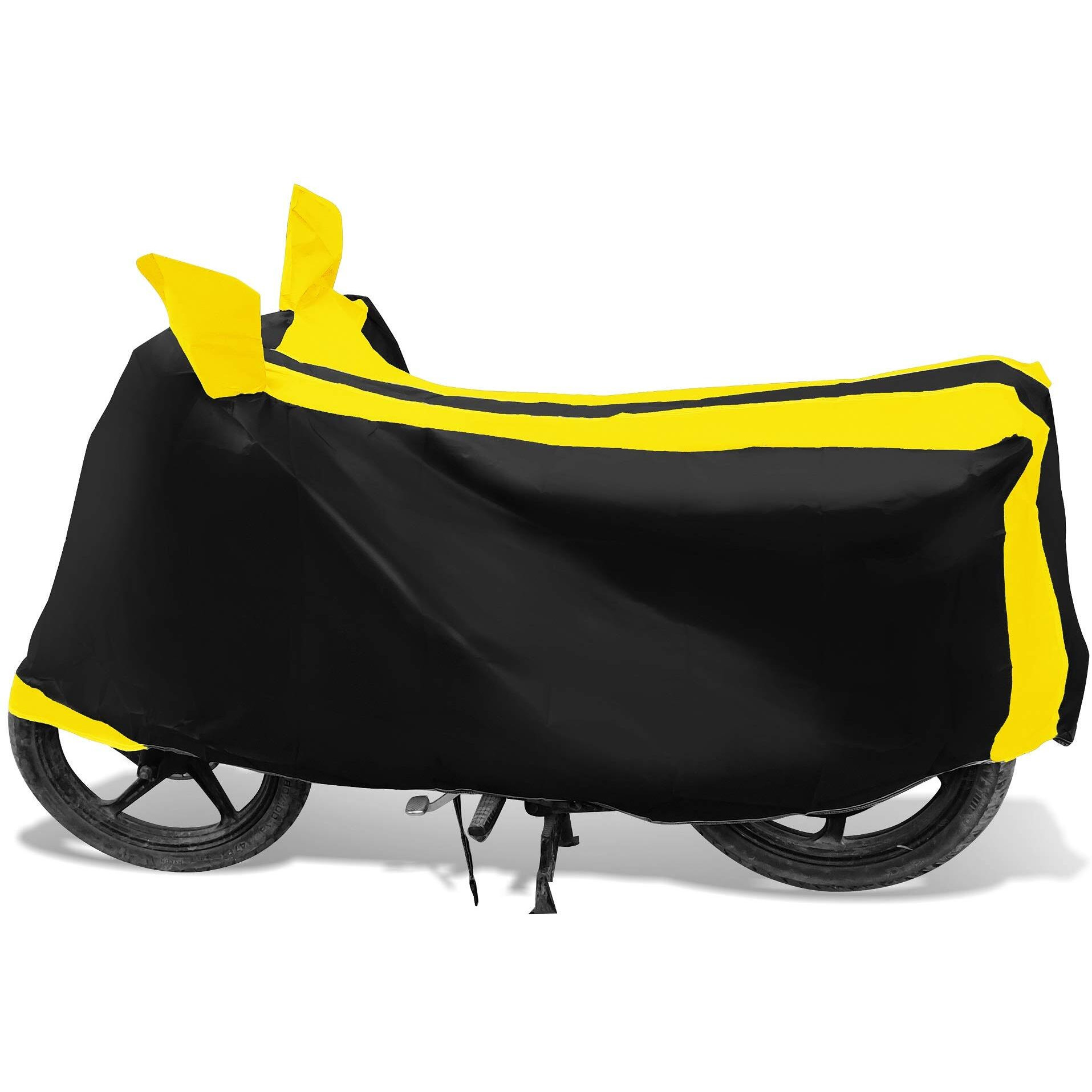 Auto Hub Bike Cover Compatible With Re Continental Gt 650 With Mirror Pocket,Dustproof, Windproof, Belt Buckle, Super Continental Gt 650 Bike Cover- Black-Yellow - 1 Unit