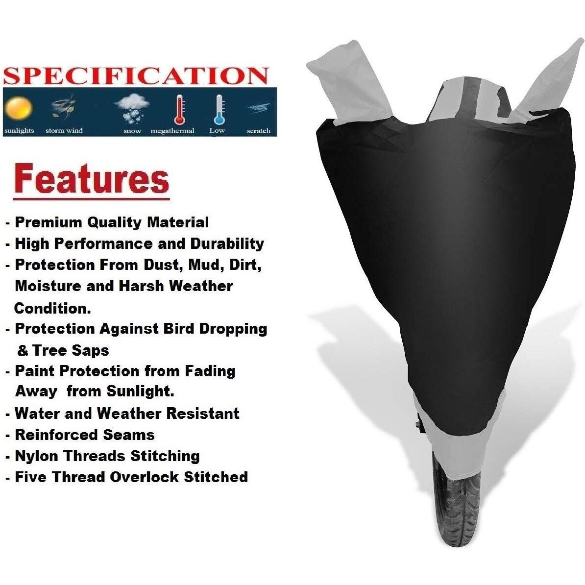 Auto Hub Water Resistant Bike Body Cover For Ather 450X - Black/Silver