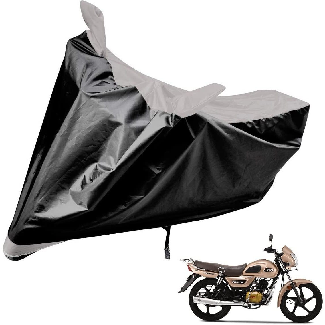 Auto Hub Water Resistant Bike Body Cover For Tvs Radeon - Black/Silver