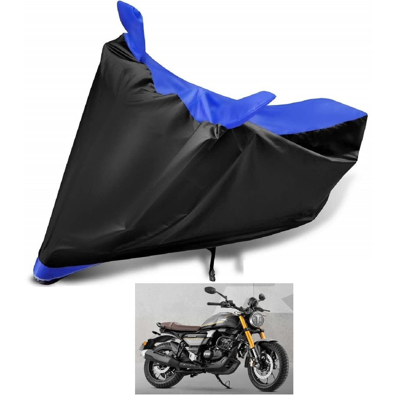 Auto Hub Water Resistant Bike Body Cover For Tvs Ronin - Black/Blue