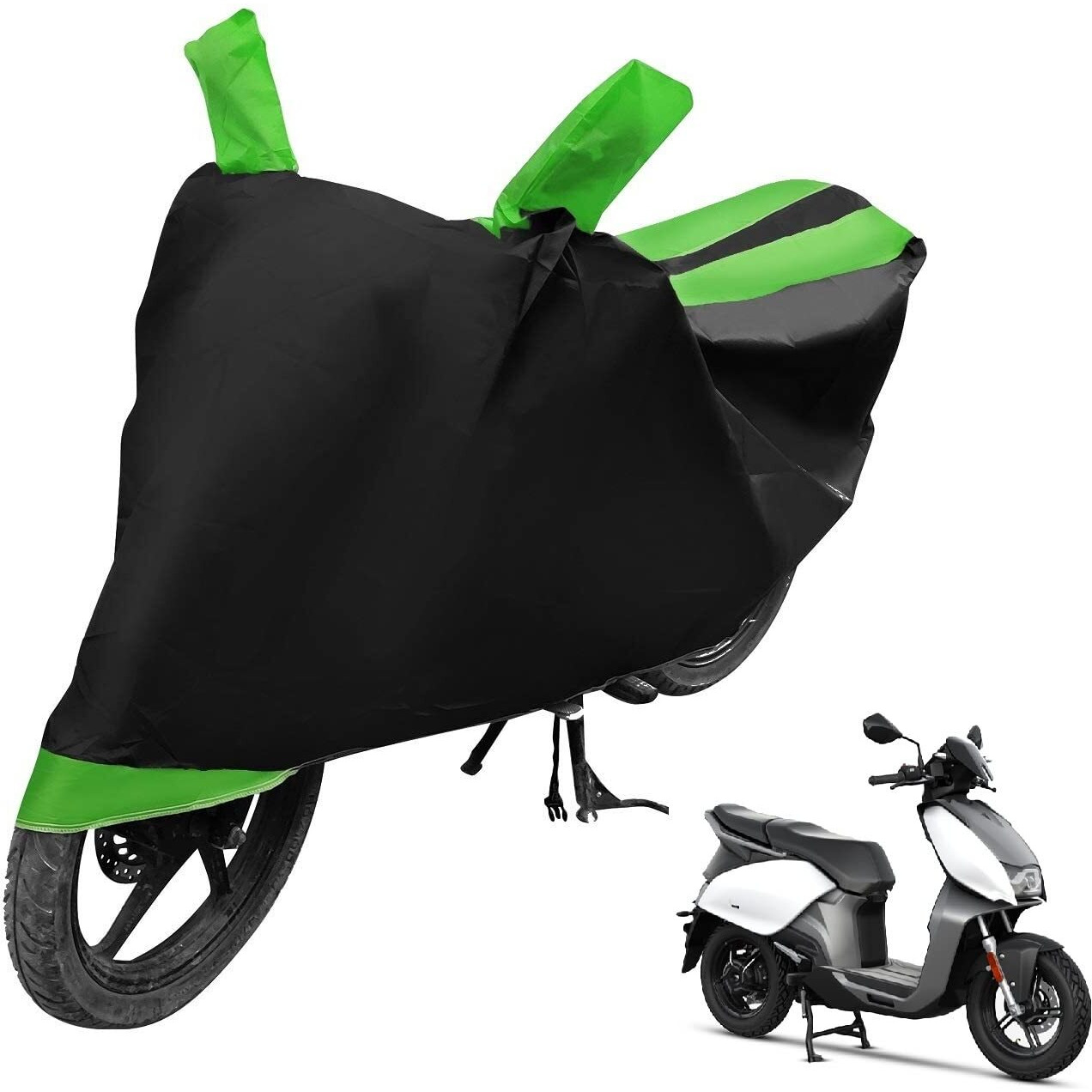 Auto Hub Water Resistant Bike Body Cover For Hero Vida V1 - Black/Green