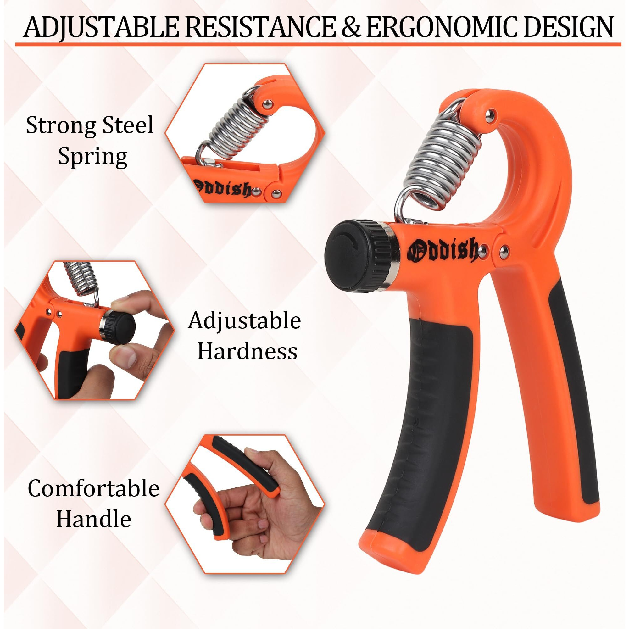 Oddish Hand Gripper Strength Trainer Forearm Exerciser Hand Yoga Resistance Band Finger Expander Finger Extension Exerciser Climbing Finger Strengthener Guitar Best (Hand Grip (R) Shape)