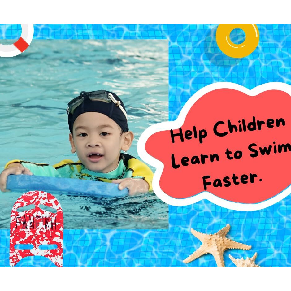 Panfikh Swimming Kickboard For Kids - Beginner-Friendly Swim Board Float - Durable Two-Layer Design - Ideal For Swimming And Pool Exercise - Swimming Kickboard Age Up To 6 Year Olds (31X26X2.7 Cm)