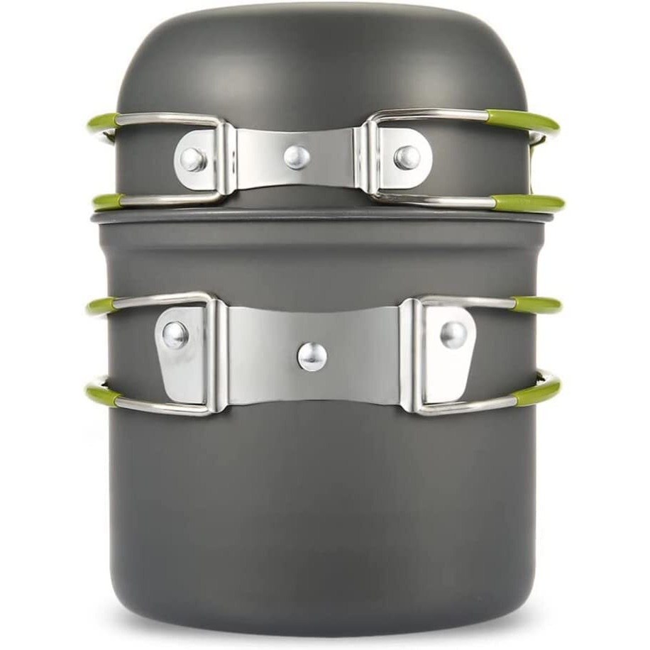 Linist Camping Cookware Set - Outdoor Pans And Pots Mini Cook Set For Backpacking, Hiking And Picnic - 2Pcs