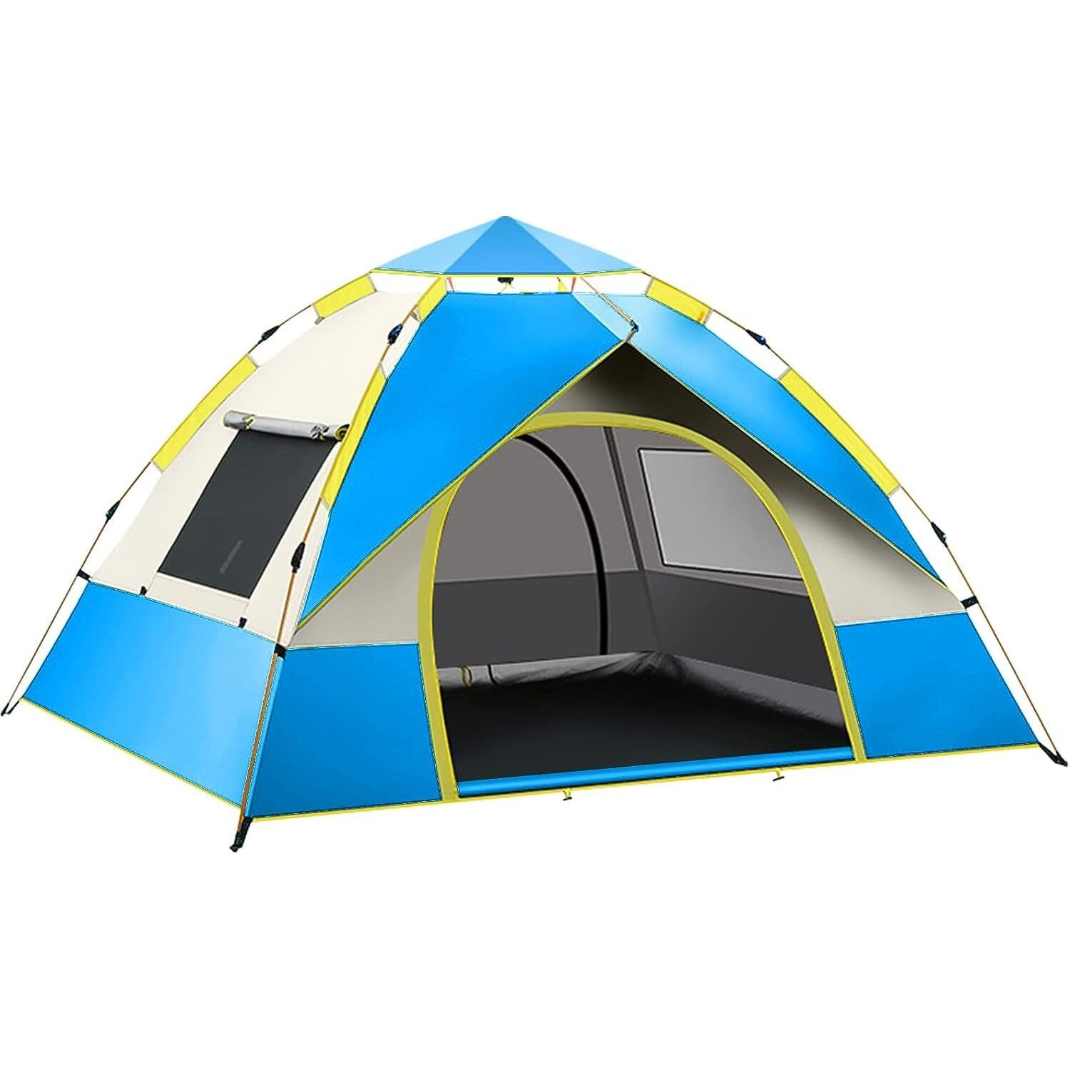 Hacer Camping Spring Tent For 3 Person 2 Doors 210D+170T Fabric Lightweight Backpacking Waterproof Windproof Portable Cabin For 2 To 3 Persons Suitable For Hiking (Blue, 1 Pc)