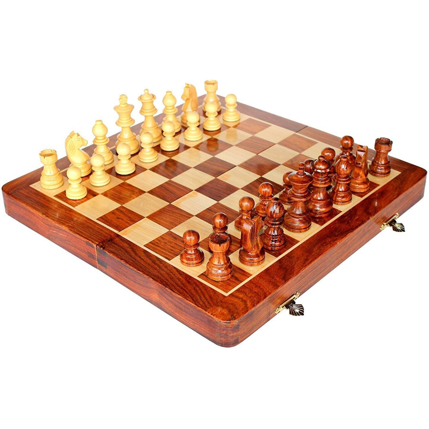 Craftgasmic Folding Magnetic Chess And Pieces, Set Wooden Board Travel Games 10 Inches