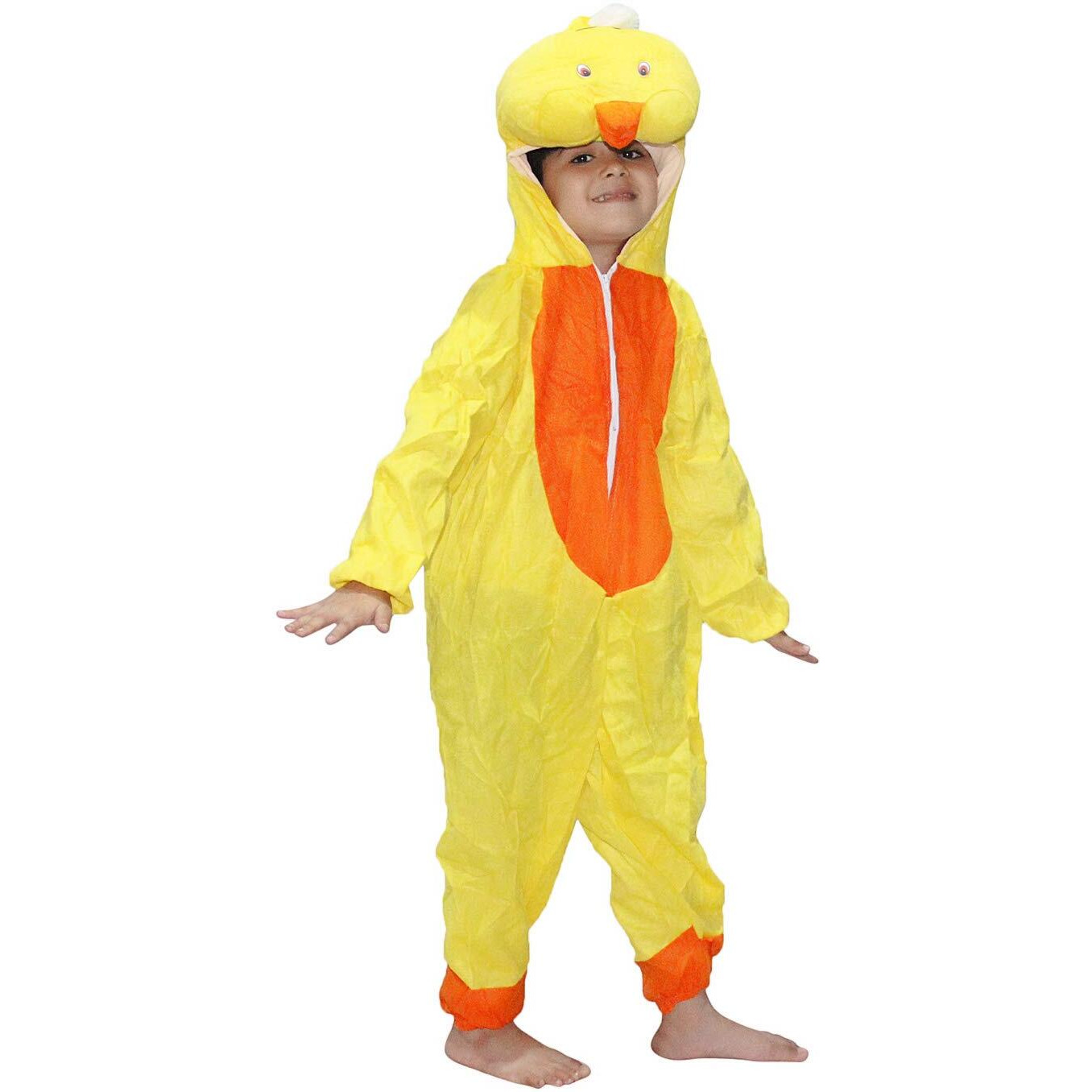 Kaku Fancy Dresses Fleece Cartoon Costume -Yellow, 7-8 Years, For Boys & Girls