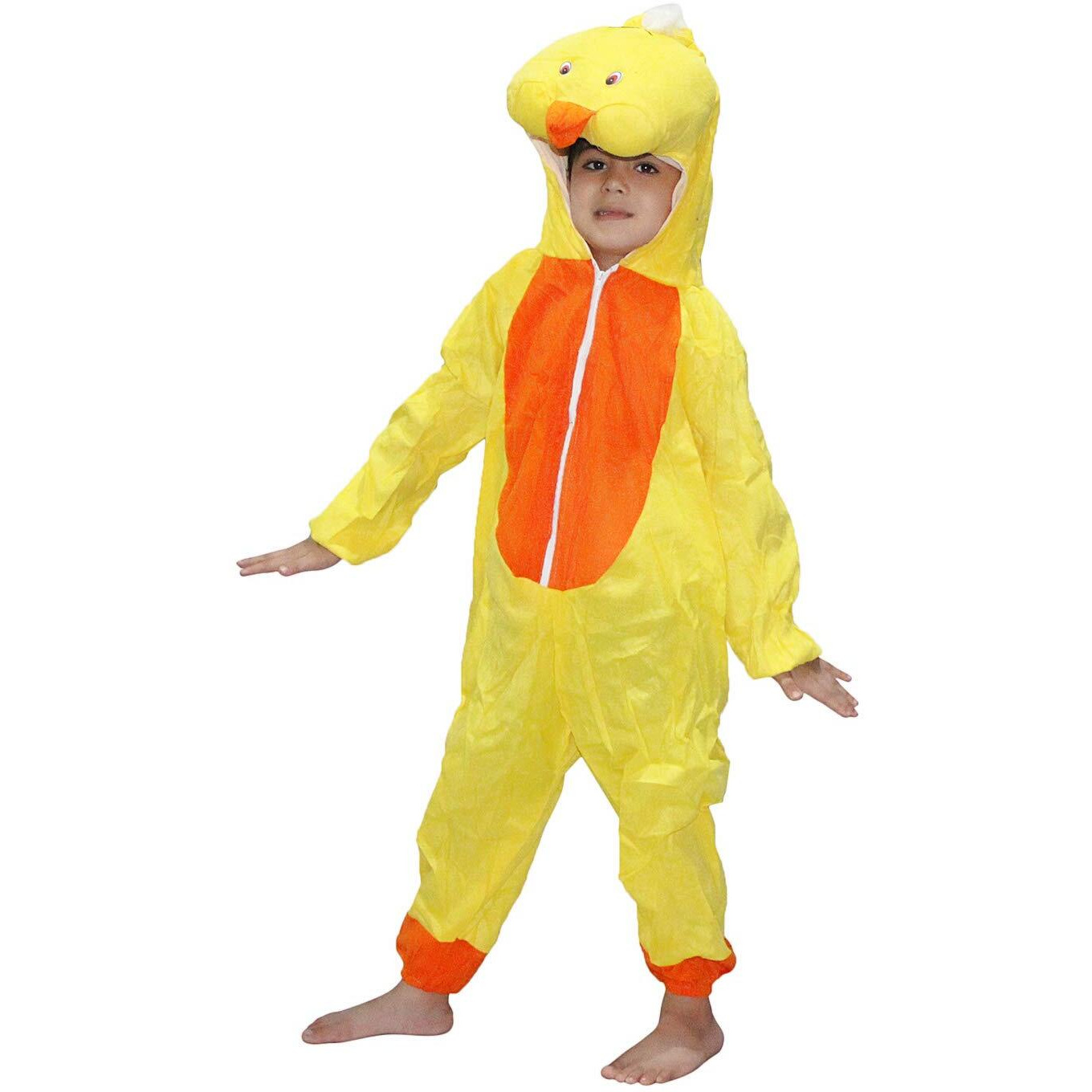 Kaku Fancy Dresses Fleece Cartoon Costume -Yellow, 7-8 Years, For Boys & Girls
