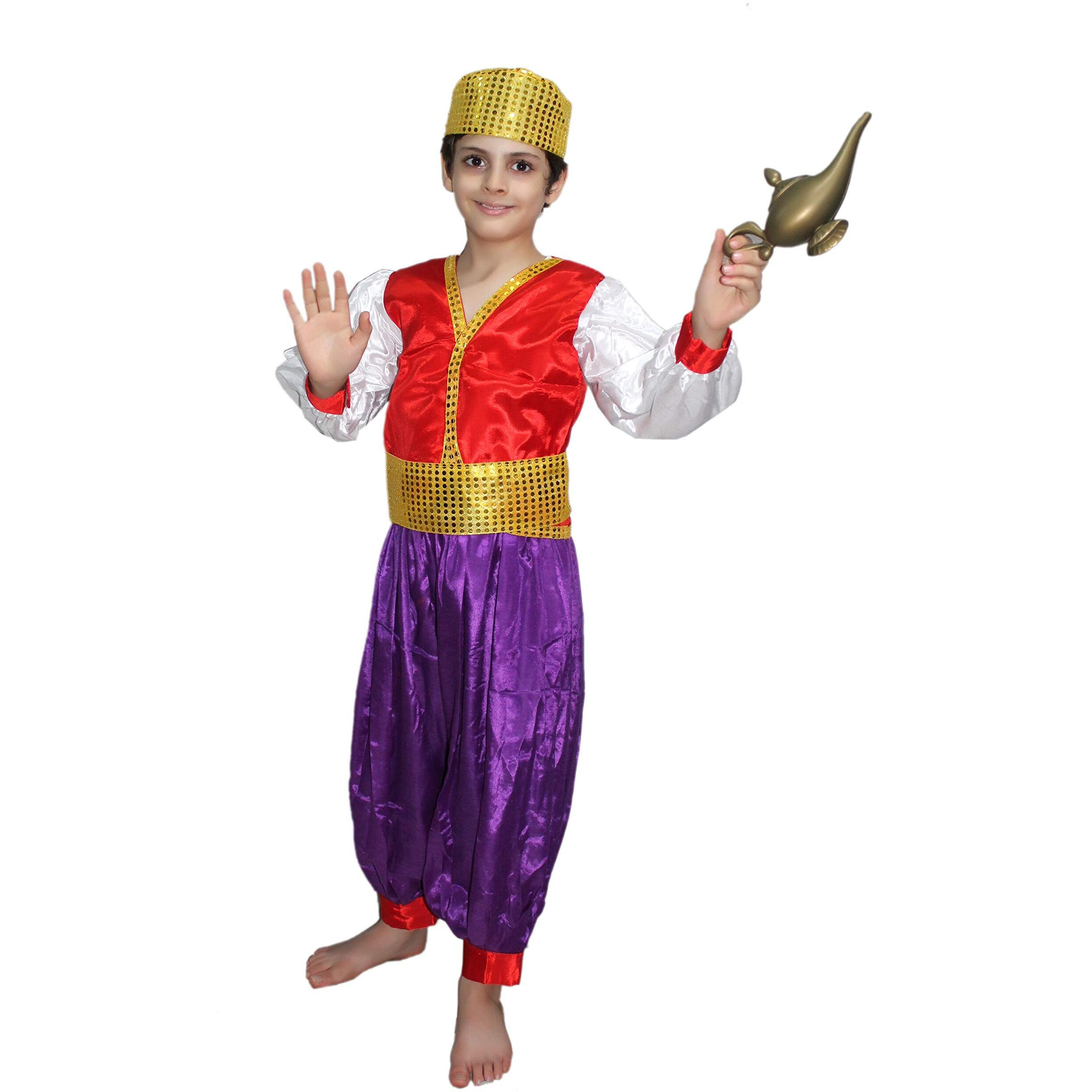 Kaku Fancy Dresses Fairy Tales Aladdin Costume -White & Red, 5-6 Years, For Boys (Santoon)