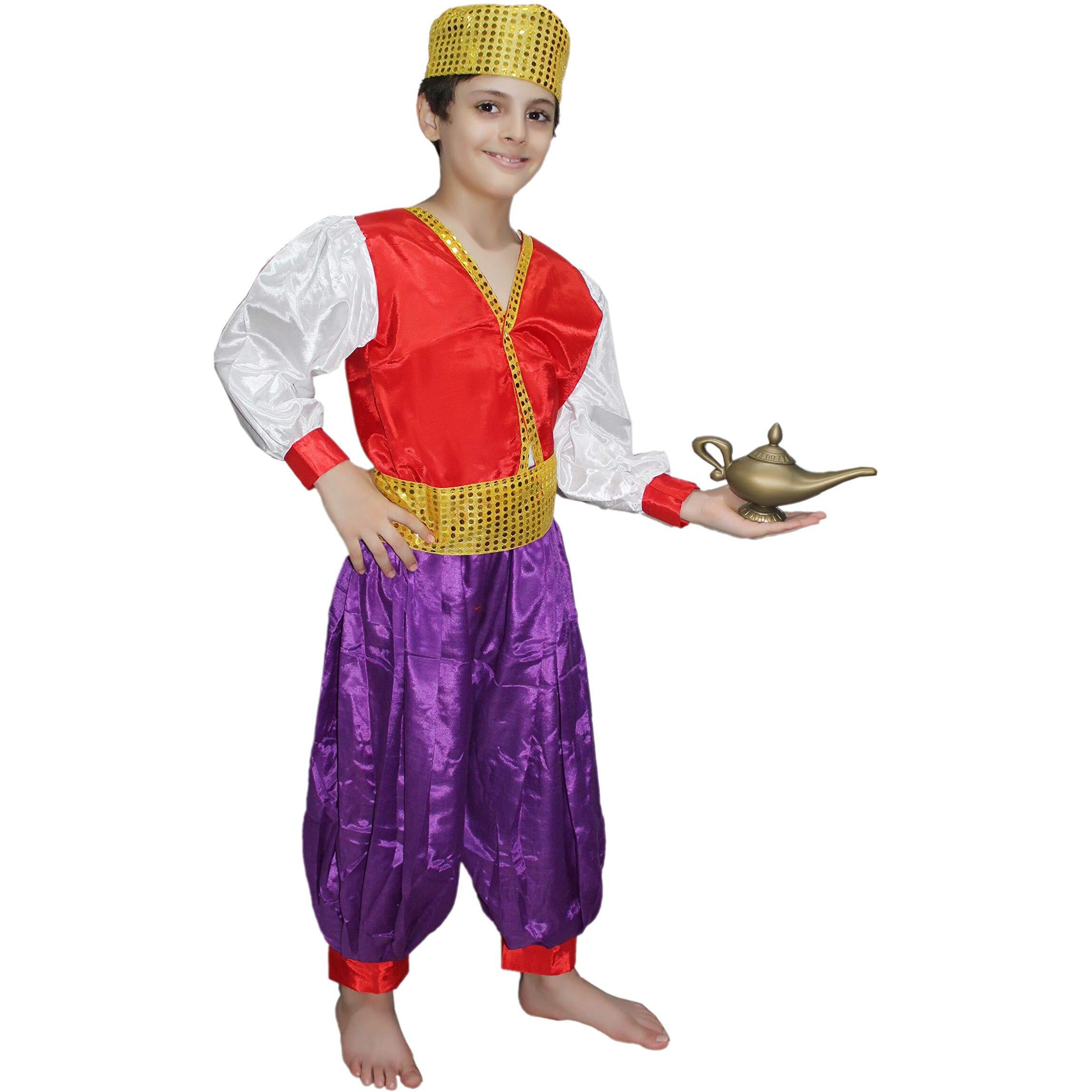 Kaku Fancy Dresses Fairy Tales Aladdin Costume -White & Red, 5-6 Years, For Boys (Santoon)